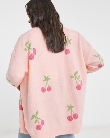 Cherry Graphic Print Boyfriend Cardigan