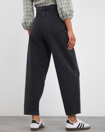 Washed Black Barrel Leg Jeans
