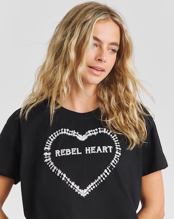 Religion Rebel Heart Hand Tie Dyed Embellished T-Shirt