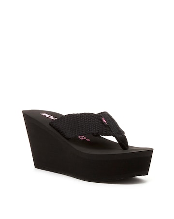 Rocket Dog Black Webbing Toe Post Wedge Sandals