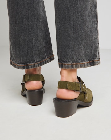 Elyria Suede Western Detailed Mule Shoes Wide E Fit