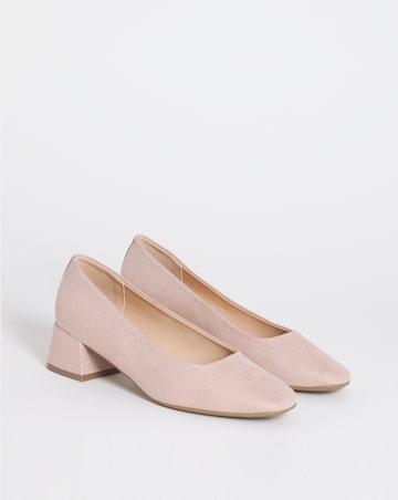Heavenly Soles Catherine Low Block Heel Court Shoes - Wide Fit (E)