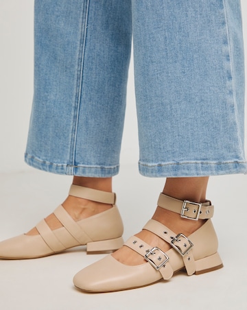 Garcelle Multi Strap Buckle Block Heel Shoes - Extra Wide Fit (EEE)