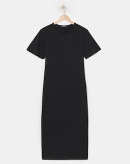 Simply Be Black Viscose Elastane Midi T-Shirt Dress