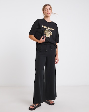 Simply Be Black Embellished Cote D'Azure Graphic T-Shirt