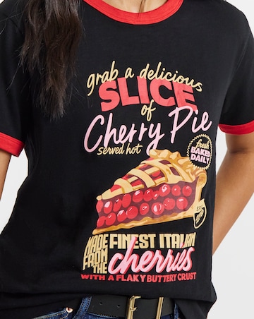 Simply Be Black Cherry Pie Graphic Ringer T-Shirt