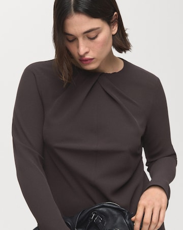 Mango Long-Sleeve Mini Dress With Draped Neck