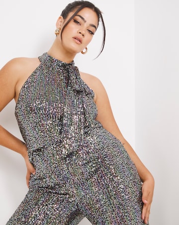 Little Mistress Sequin Wide Leg Jumpsuit