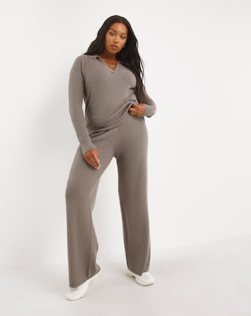 Calvin Klein Wool Knit Wide Leg Trousers