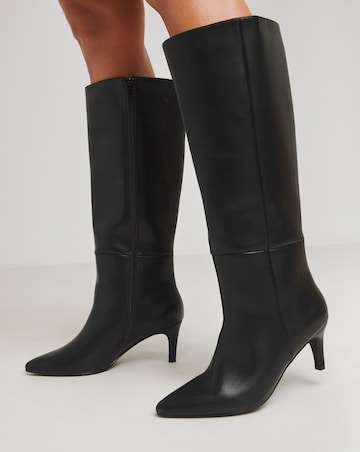 Asha Straight Loose Fit Kitten Heel Boots Wide E Fit Standard Calf