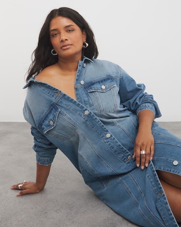 Mid Blue Maxi Denim Jacket