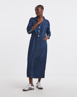 Simply Be Dark Wash Denim Midaxi Dress with Tencel TM