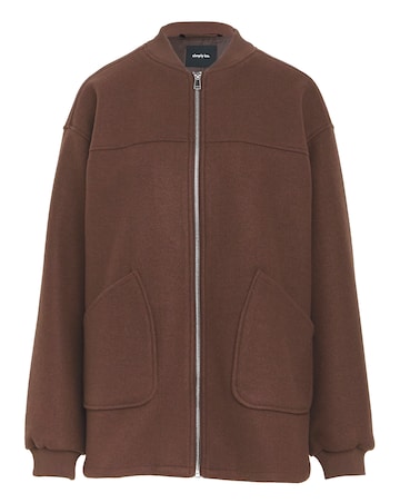 Chocolate Soft Zip Through Bomber Jacket