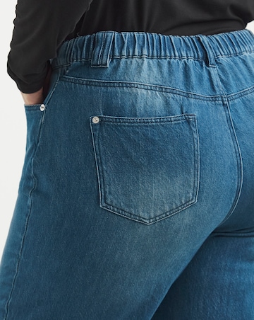 Simply Be Mid Blue Straight Leg Turn Up Drape Jeans