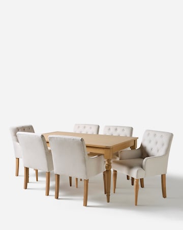 Margot Wooden Dining Table with 6 Mae Chairs