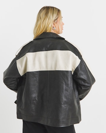 Black Colourblock Oversized Biker