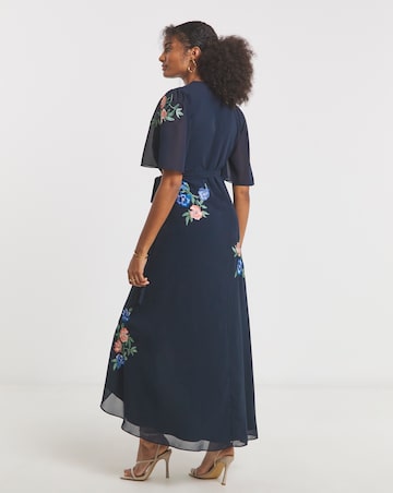 Hope & Ivy Agatha Embellished Maxi Wrap Dress