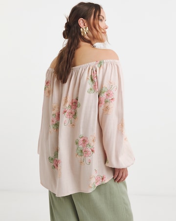 Simply Be Floral Bardot Linen Blend Top