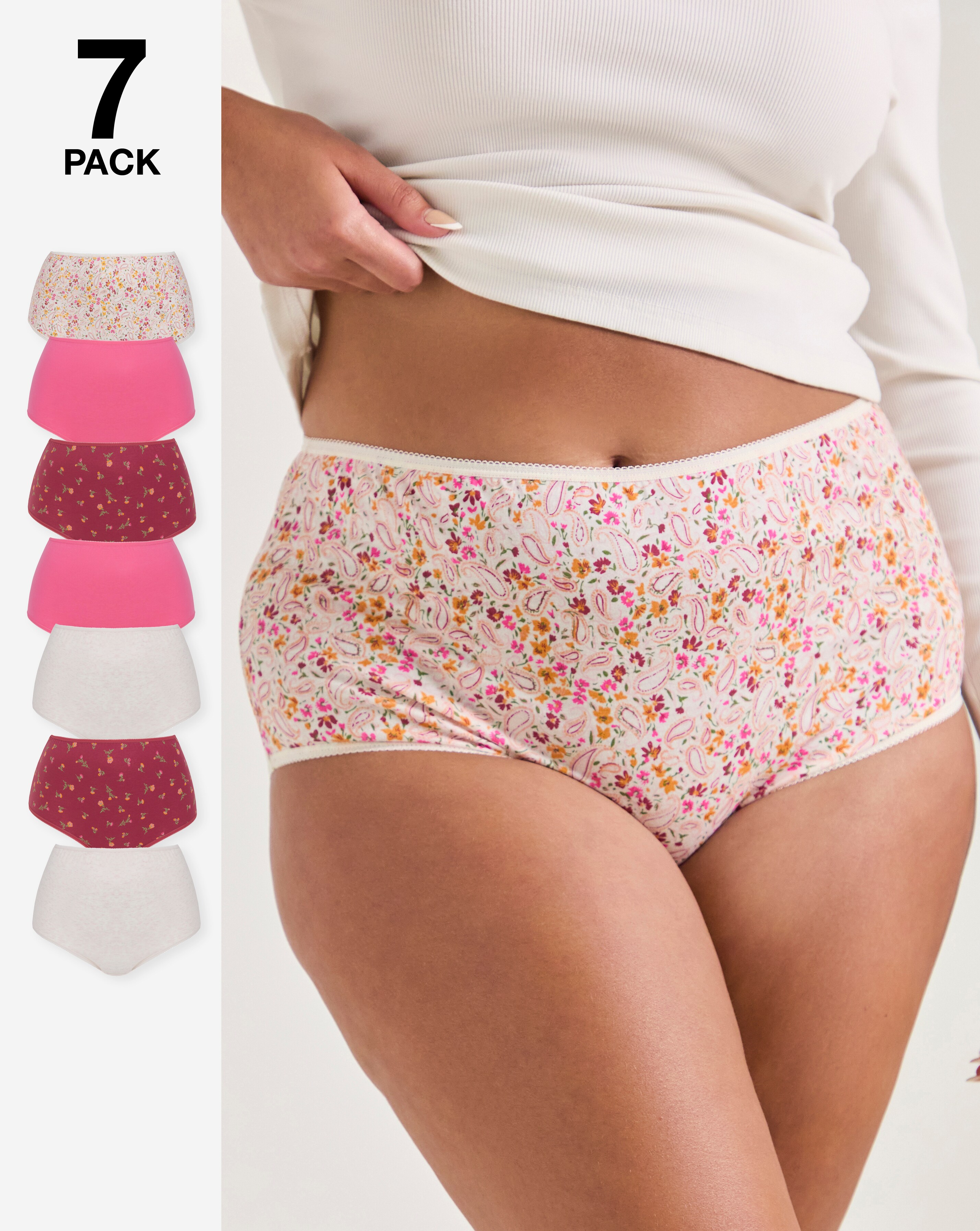 Pretty Secrets (7 Pack) Cotton Full Fit Knickers Paisley