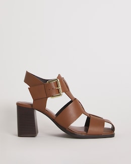 Charlotte Leather Fisherman Block Heeled Shoes - Extra Wide Fit (EEE)