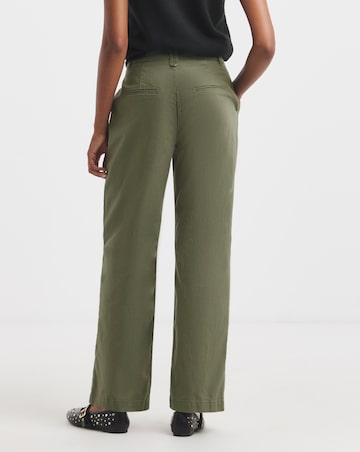 Khaki Wide Leg Chino Trousers