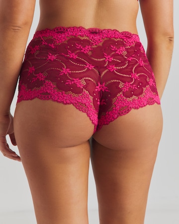 Pretty Secrets (2 Pack) Grace Lace Short Brief Knickers Raspberry/Navy
