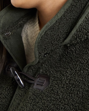 Moss Green Hooded Plush Teddy Duffel Coat