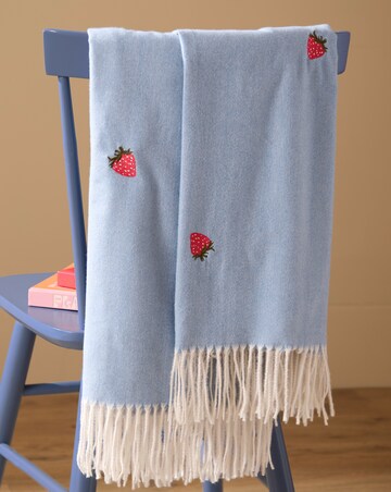 Furn. Fruits Lightweight Strawberry Embroidered Throw