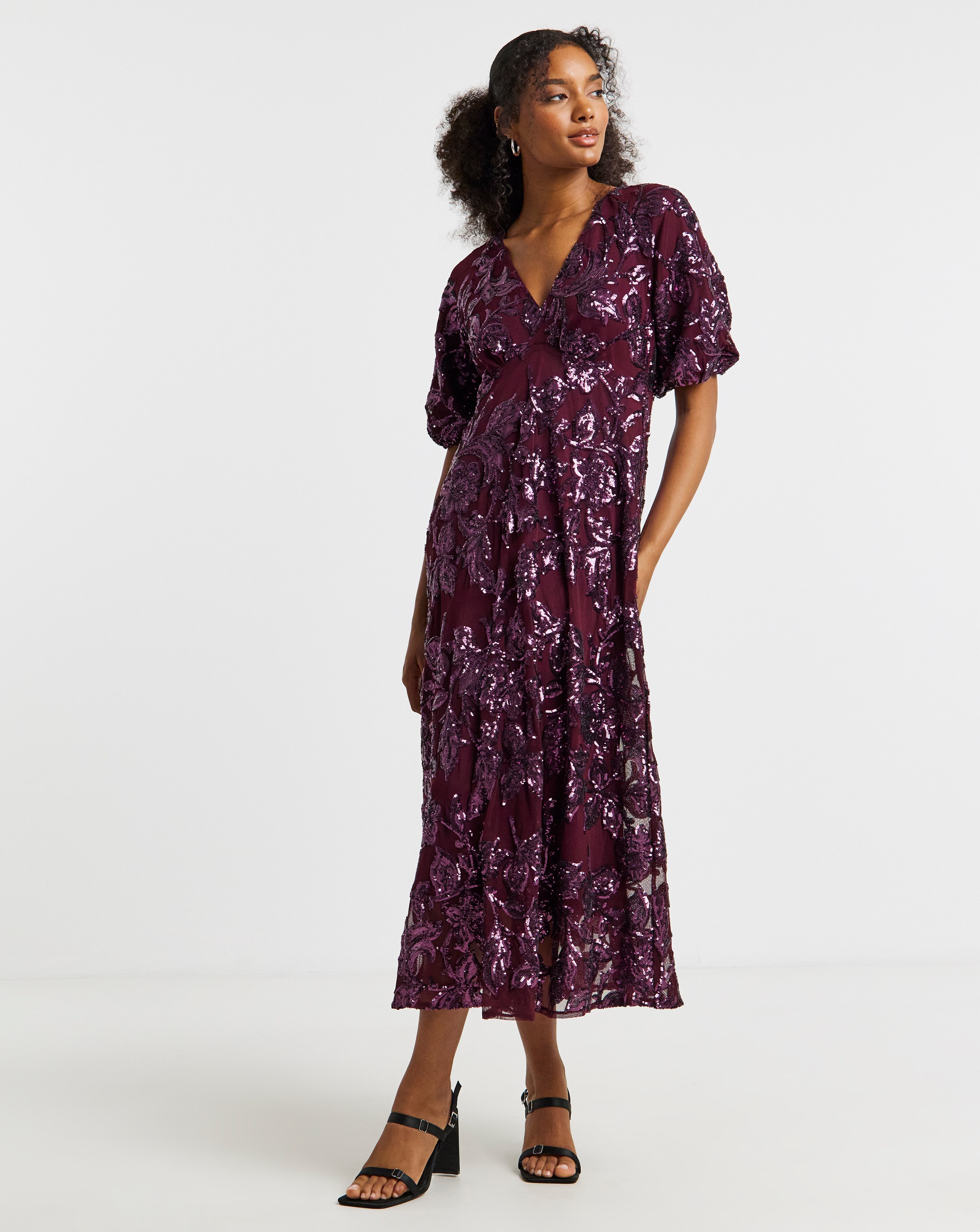 Joanna Hope Floral Sequin Tea Dress