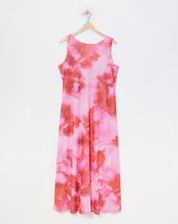 Simply Be Pink And Red Floral Print Mesh Maxi Dress