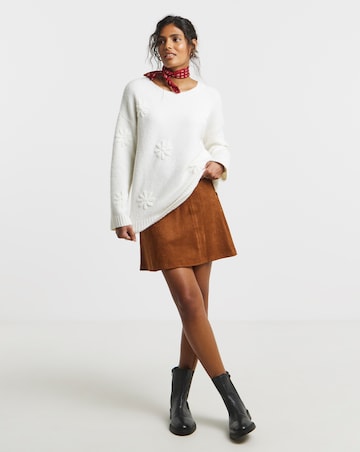 Simply Be Simply Snug Ivory Embroidered Floral Knitted Jumper