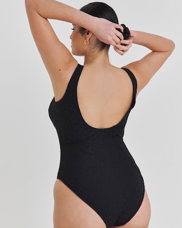 Chelsea Peers U Detail Jacquard Leopard Swimsuit Black