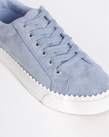 Janey Scalloped Edge Lace Up Trainer - Wide Fit (E)