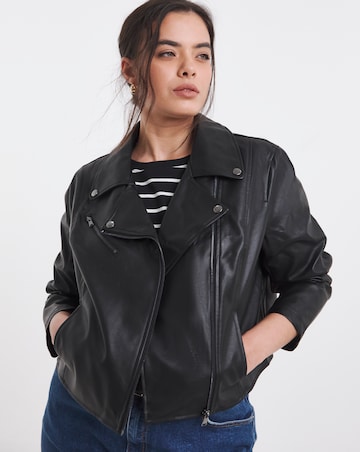 Black Faux Leather Essential Biker Jacket