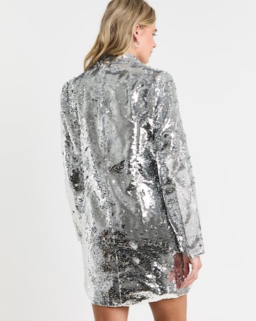 Silver Sequin Blazer Dress