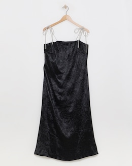 Black Liquid Satin Slip Midaxi Dress