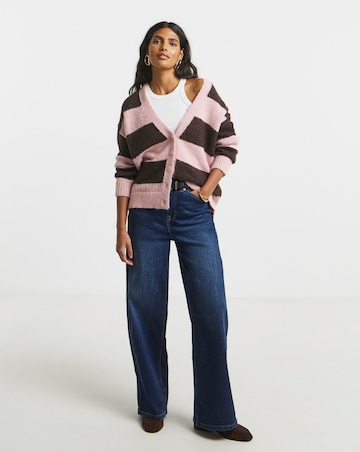 Simply Be Stripe Fluffy Boyfriend Cardigan