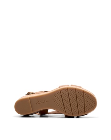 Clarks Tan Sabina Sling Wedge Sandal -Wide Fit (E)
