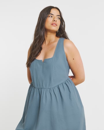 Simply Be Blue Seamed Detail Utility Midi Dress