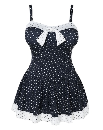 Figleaves Spot Contrast Bandeau Swimdress
