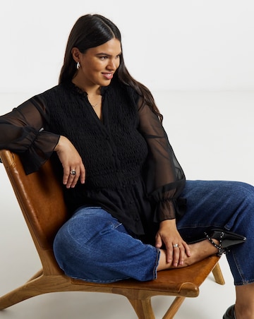 Simply Be Shirred Georgette V-Neck Blouse