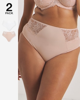 Pretty Secrets (2 Pack) New Ella Full Brief Knickers Blush/White