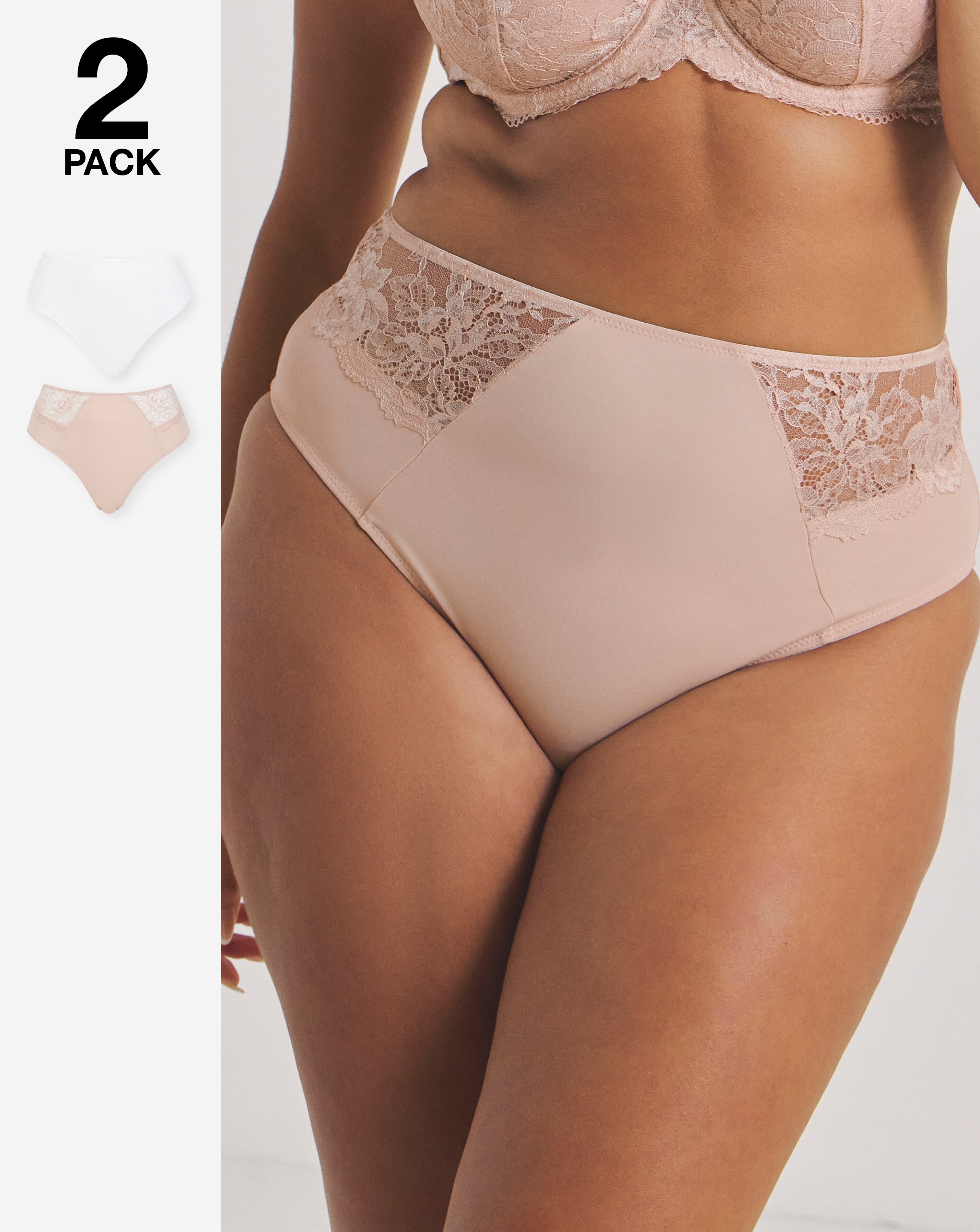 Pretty Secrets (2 Pack) New Ella Full Knickers Blush/White