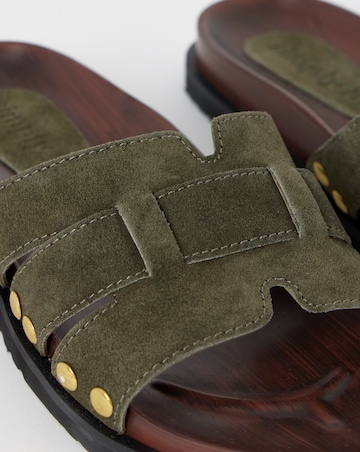 Hawthorne Suede Wood Effect Footbed Sandals - Wide Fit (E)