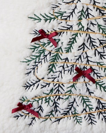 Christmas Tree and Embroidered Bows Cushion