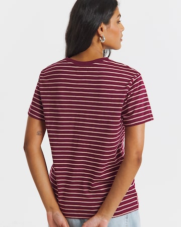 Red & Pink Stripe Slub Crew Neck T-Shirt