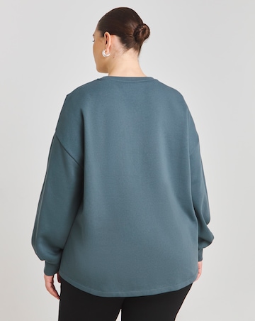 Slate Grey Piping Detail Side Split Sweatshirt