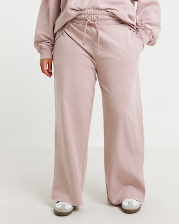 Pink Deep Waistband Wide Leg Joggers