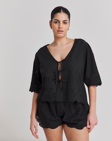 Simply Be Cotton Beach Broderie Shirt And Short Co-Ord Set