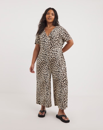Leopard Print Supersoft Jersey Wrap Jumpsuit